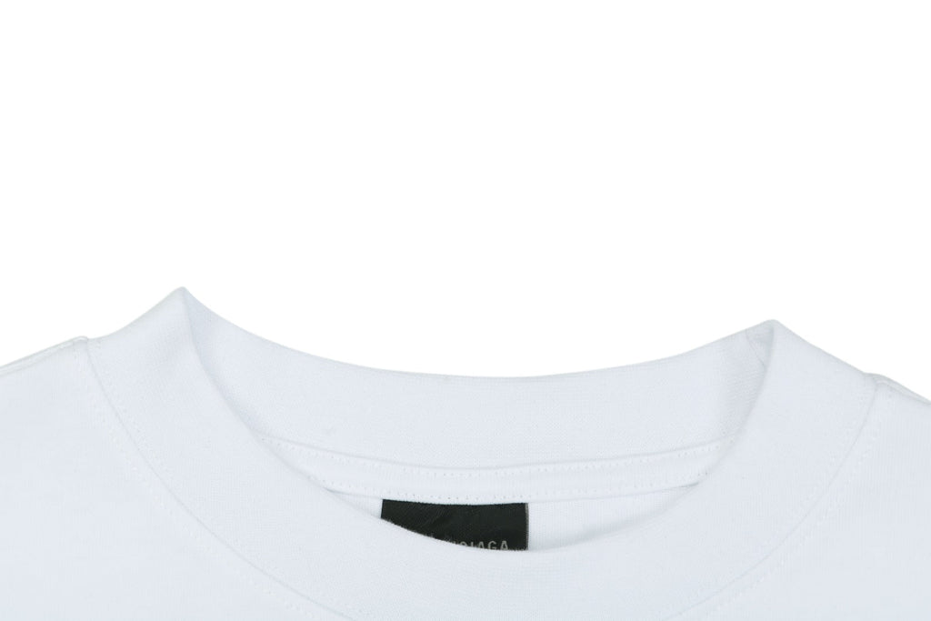 Balenciaga Back Large 3B Letter Embroidered Short Sleeve Tee — White