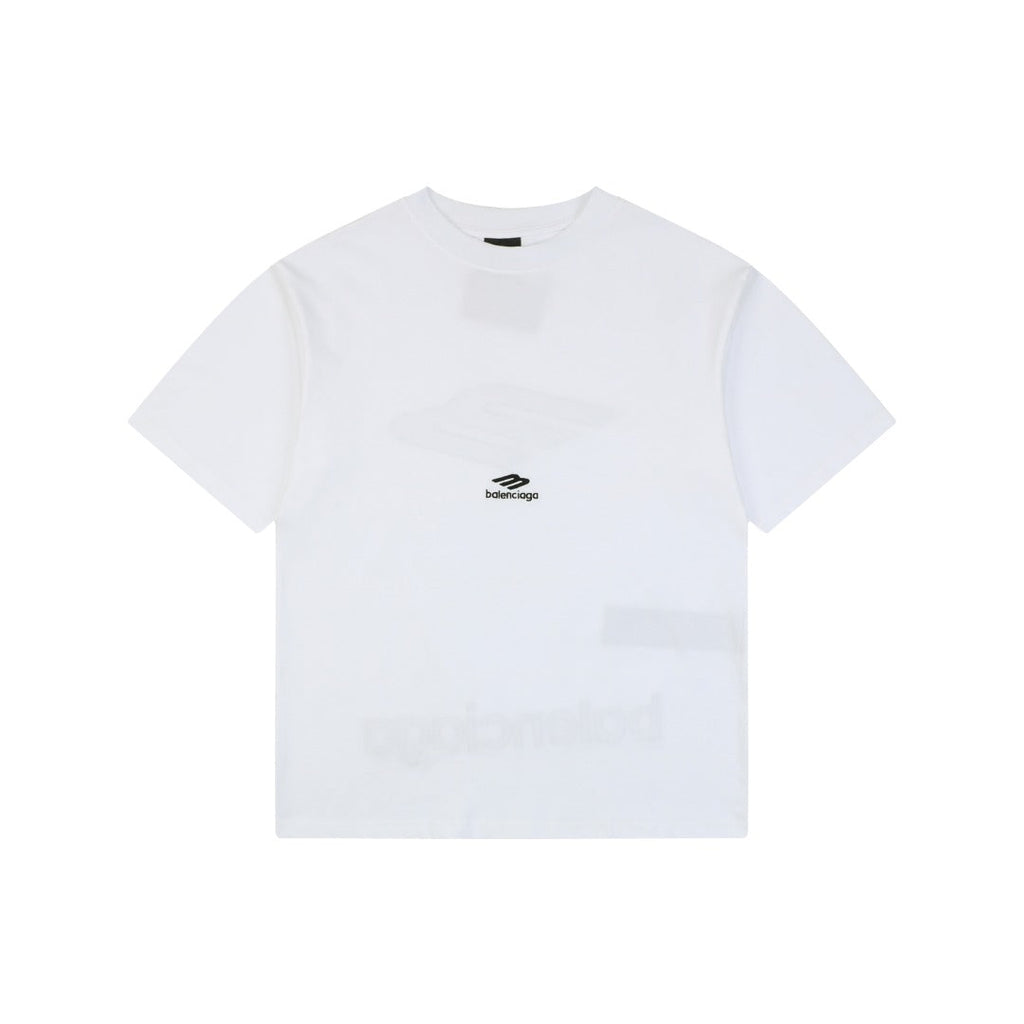 Balenciaga Back Large 3B Letter Embroidered Short Sleeve Tee — White