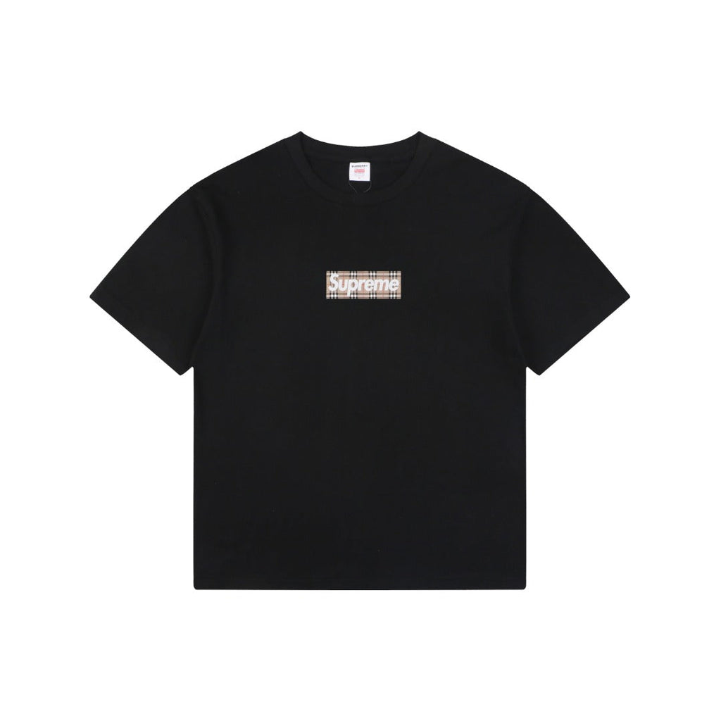 Supreme Plaid Box Logo Short Sleeve Tee — Black