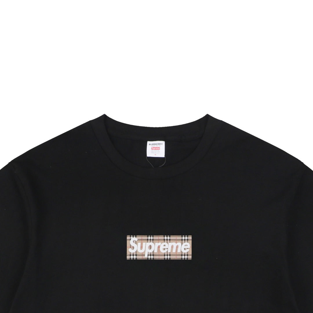 Supreme Plaid Box Logo Short Sleeve Tee — Black