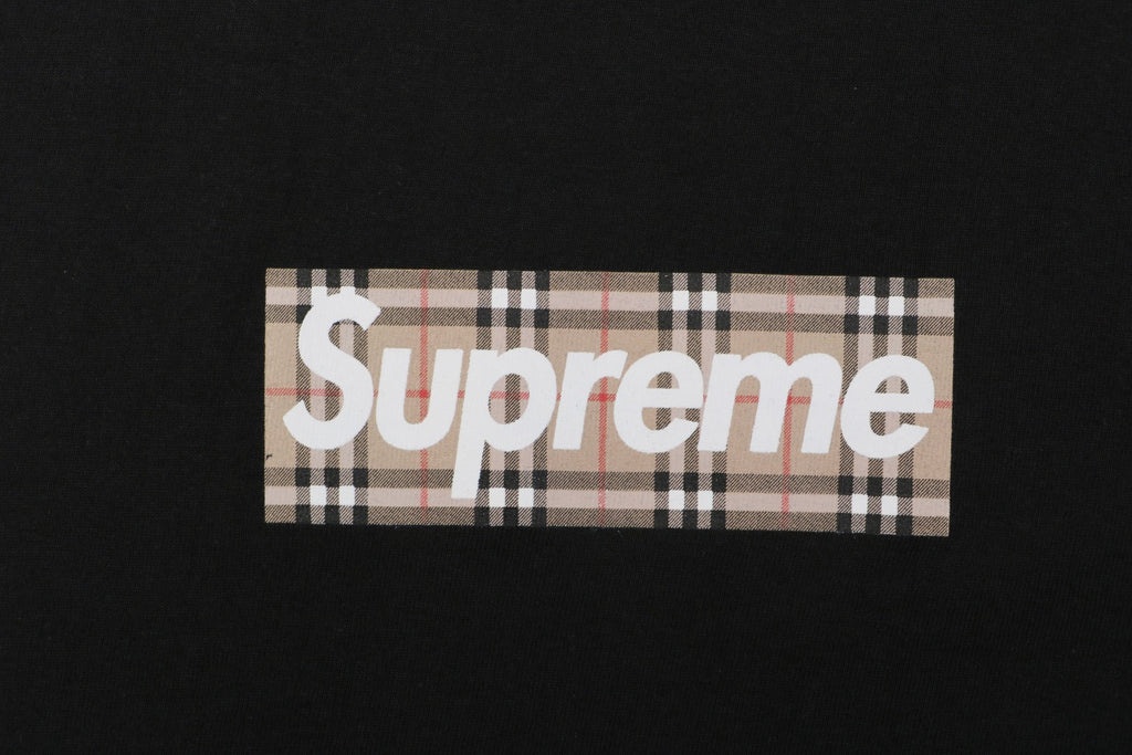 Supreme Plaid Box Logo Short Sleeve Tee — Black