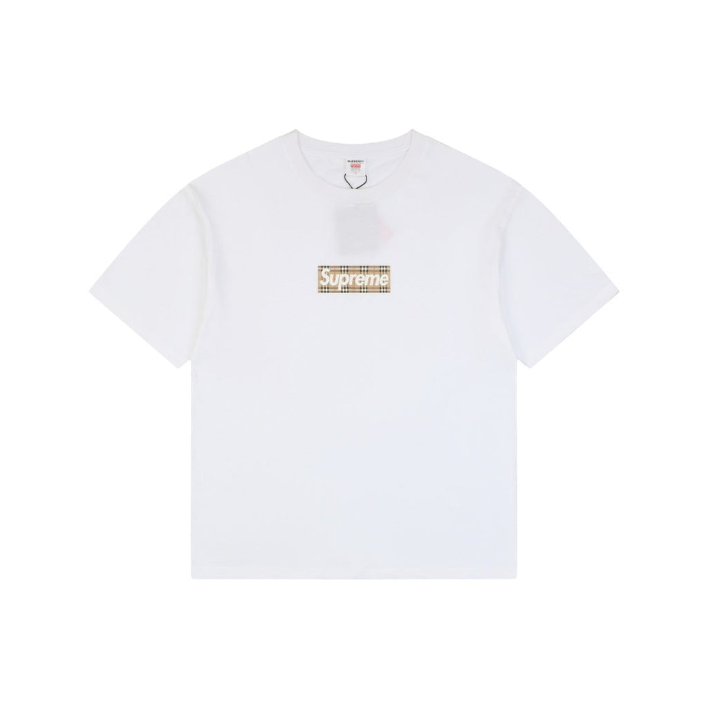 Supreme Plaid Box Logo Short Sleeve Tee — White