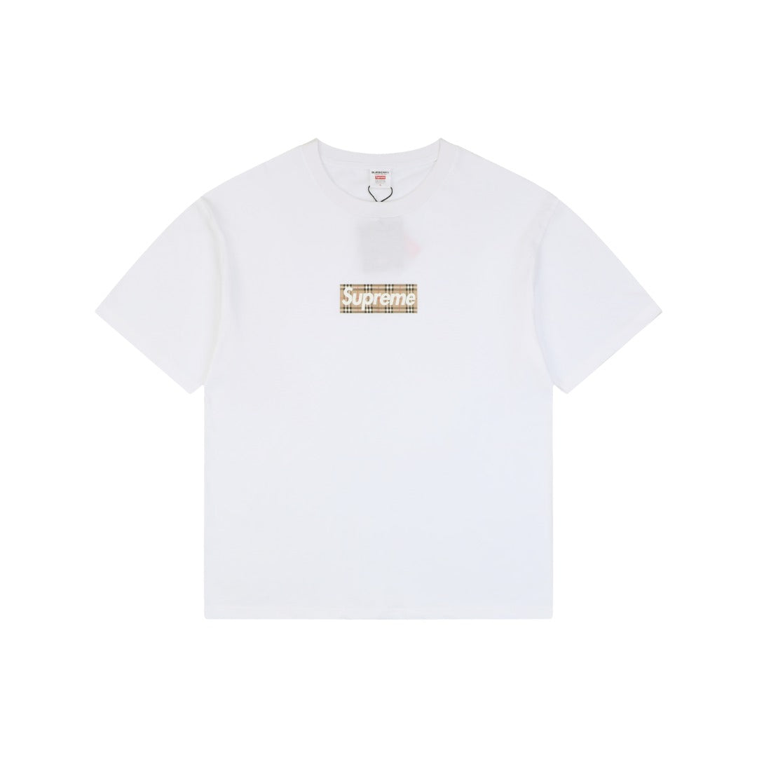 Supreme Plaid Box Logo Short Sleeve Tee — White