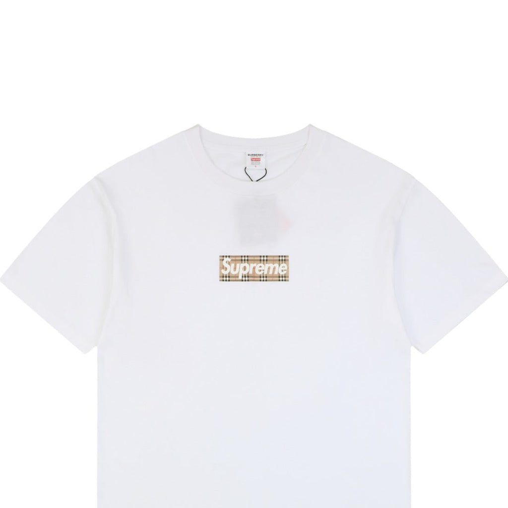 Supreme Plaid Box Logo Short Sleeve Tee — White