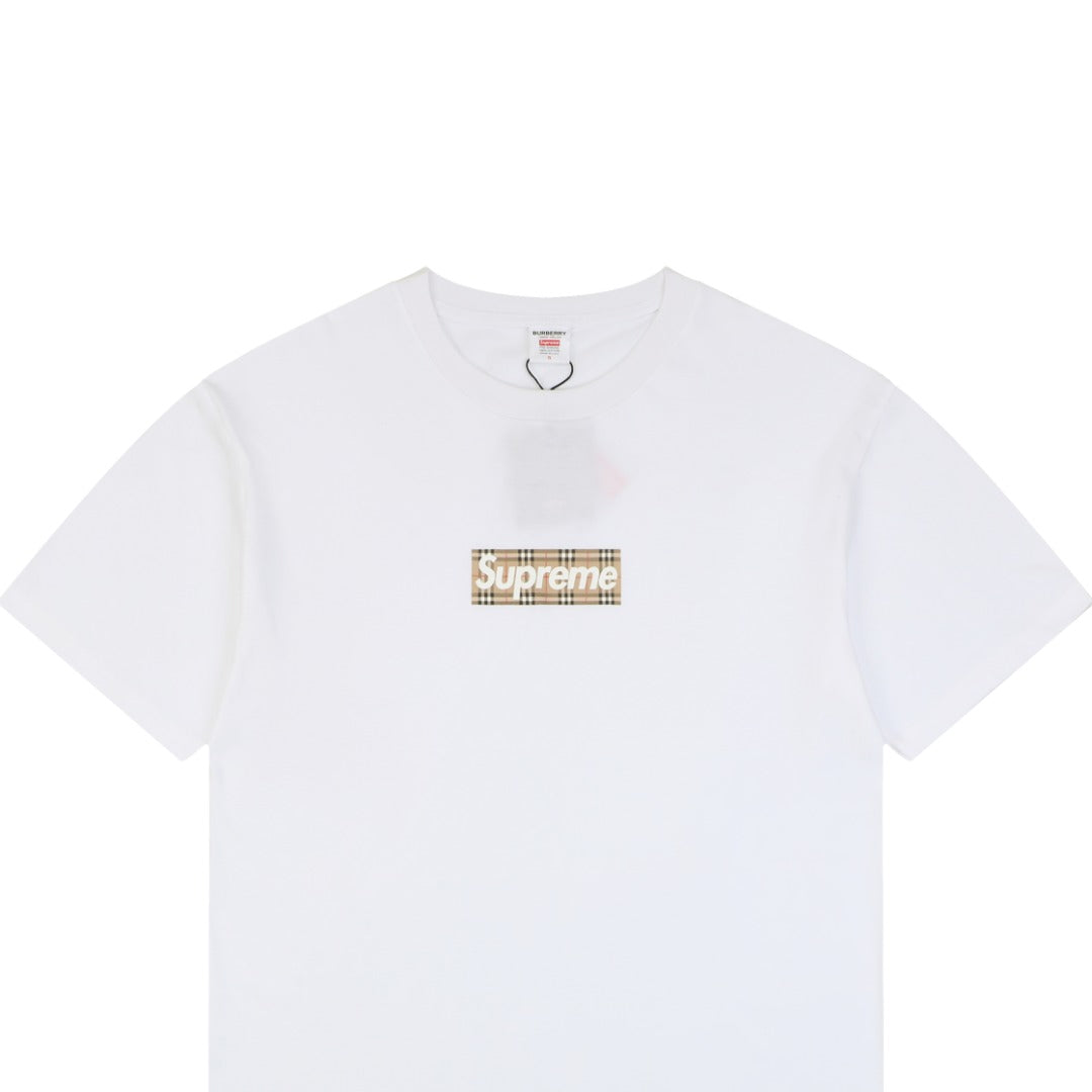 Supreme Plaid Box Logo Short Sleeve Tee — White
