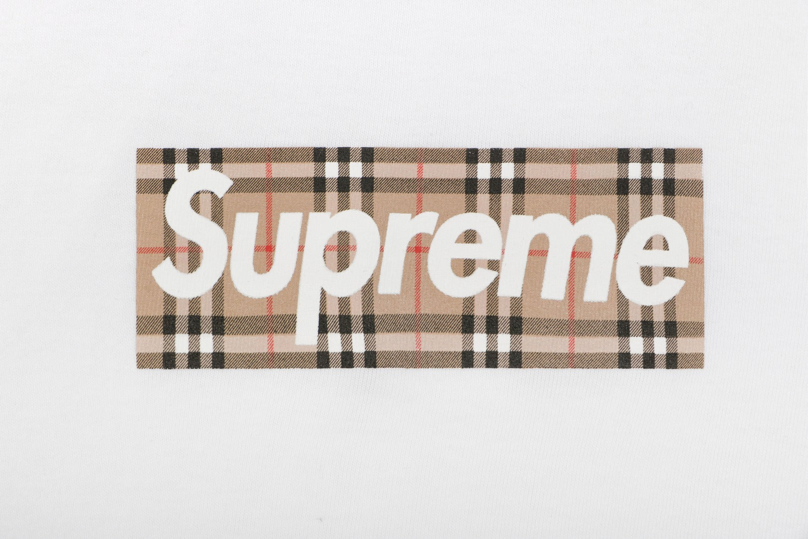 Supreme Plaid Box Logo Short Sleeve Tee — White