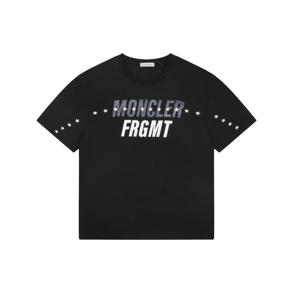 Moncler × Fragment Orbit Star Letter Print Short Sleeve Tee — Black