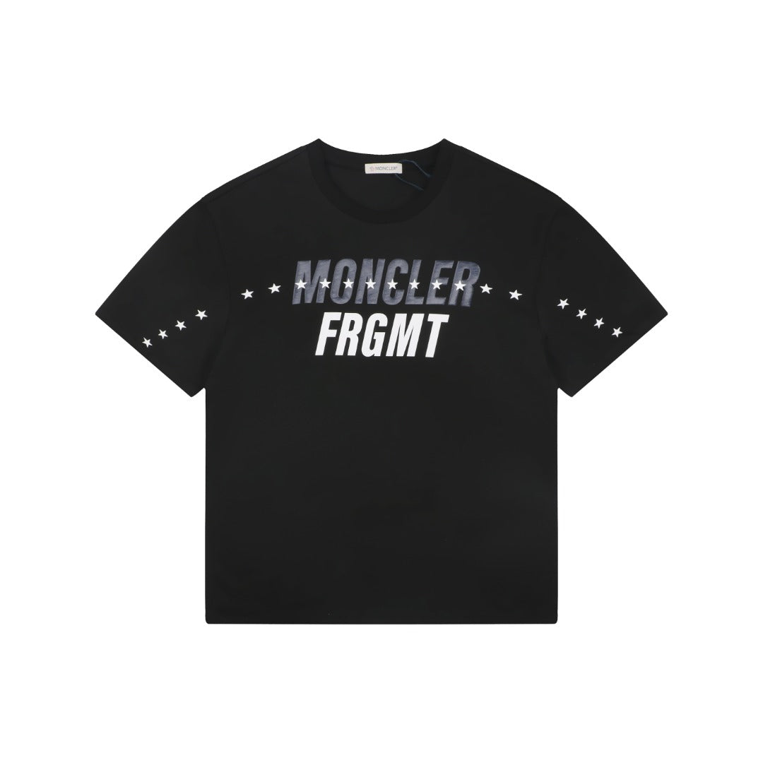 Moncler × Fragment Orbit Star Letter Print Short Sleeve Tee — Black