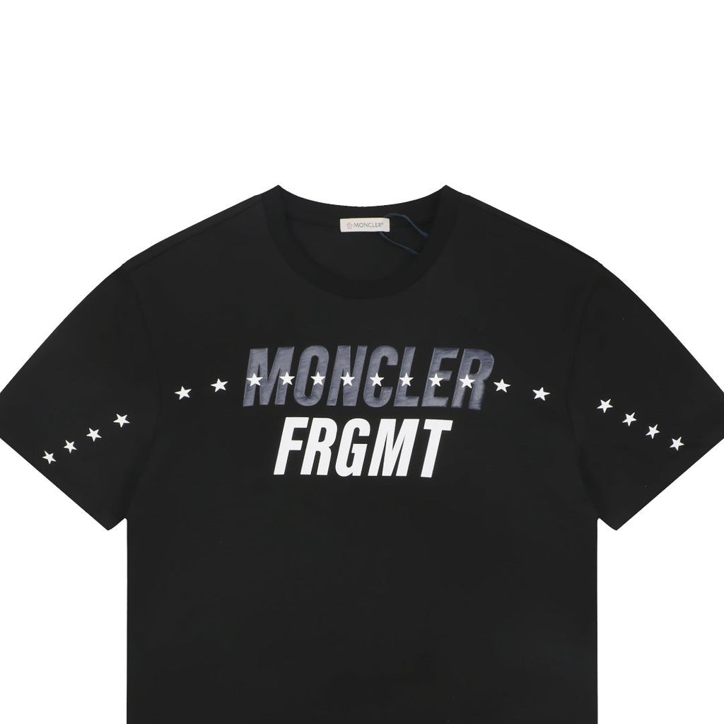 Moncler × Fragment Orbit Star Letter Print Short Sleeve Tee — Black
