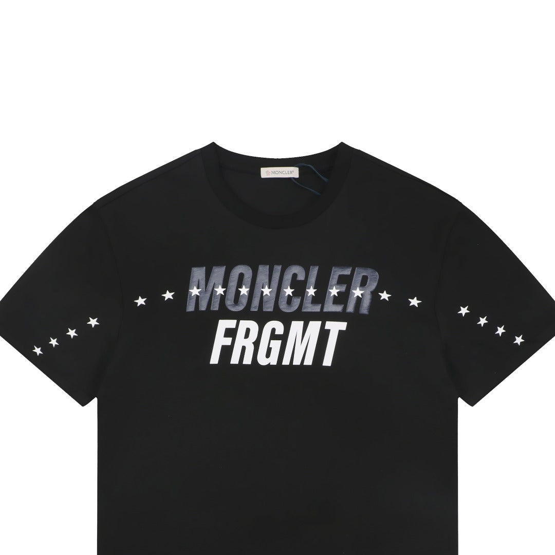 Moncler × Fragment Orbit Star Letter Print Short Sleeve Tee — Black