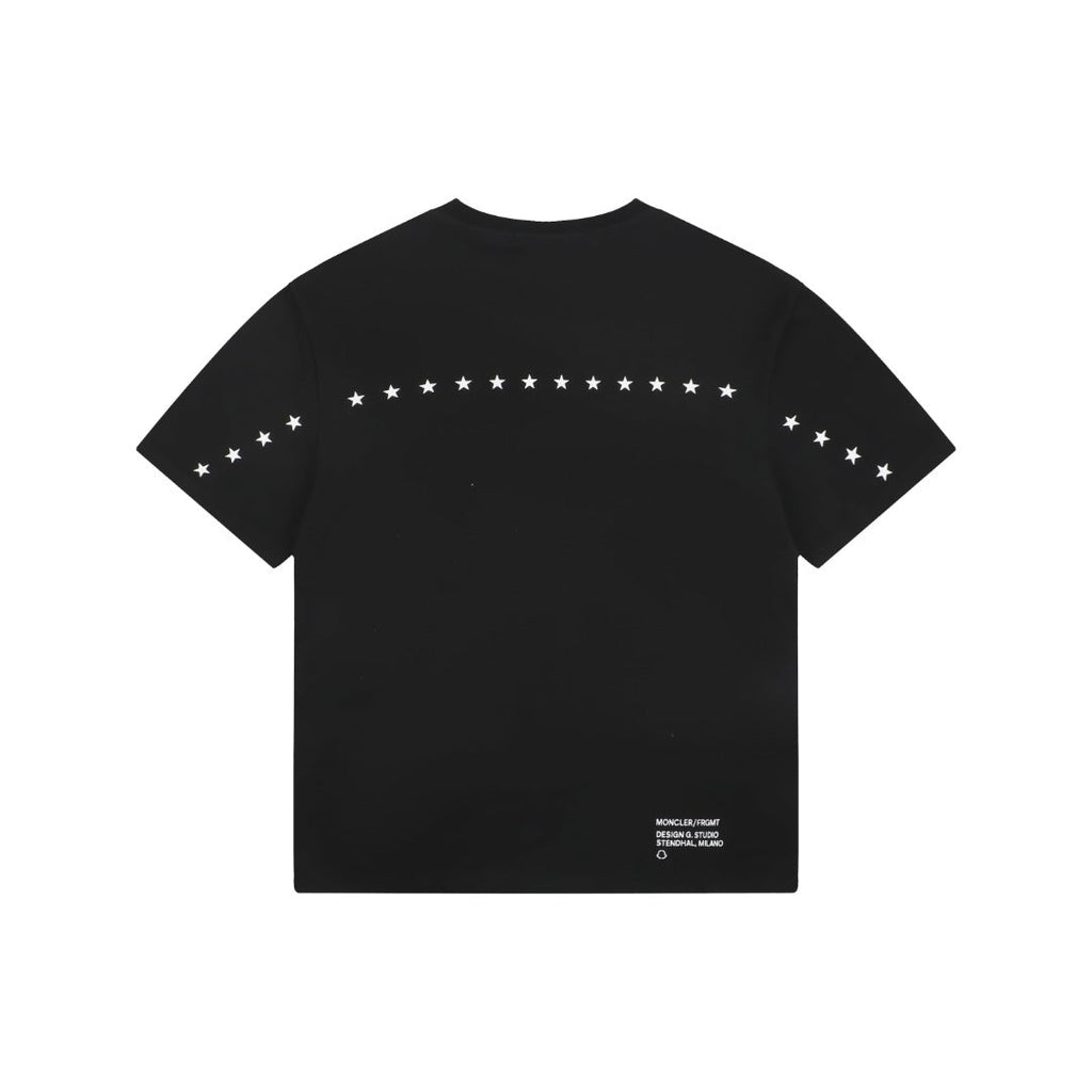 Moncler × Fragment Orbit Star Letter Print Short Sleeve Tee — Black