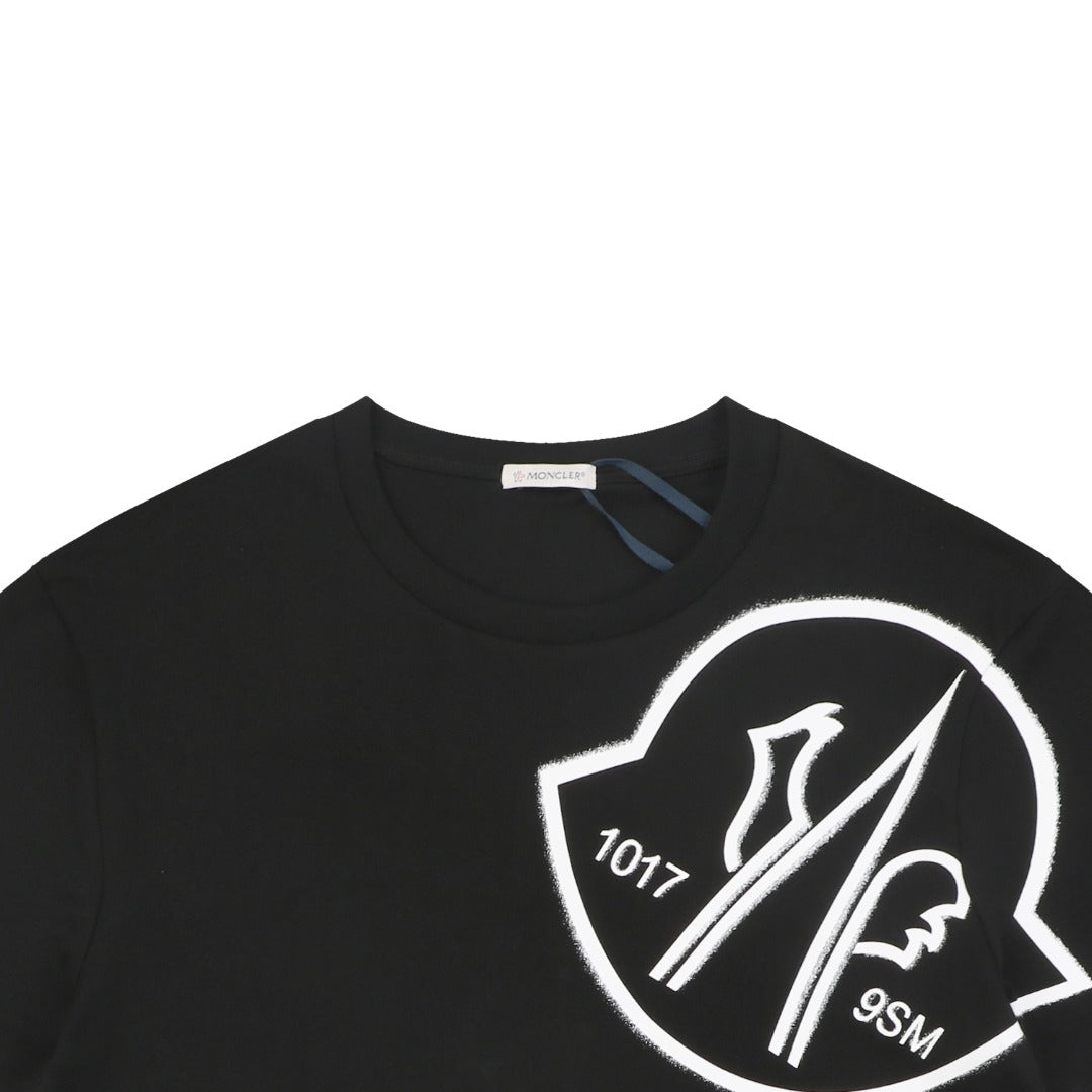 Moncler × 1017 ALYX 9SM Shield Trident Logo Print Short Sleeve Tee — Black