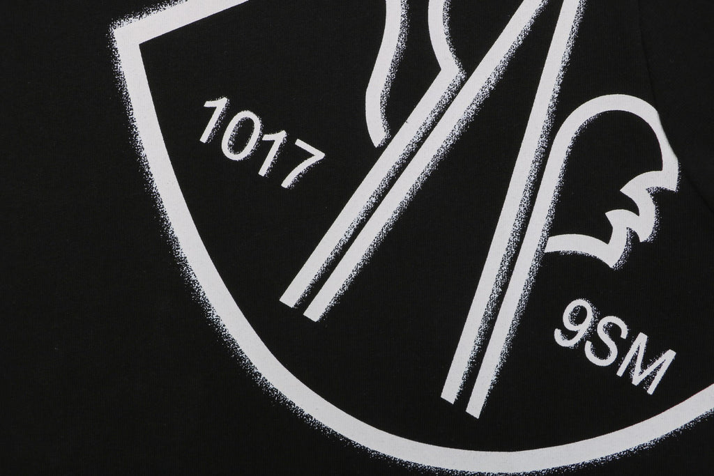 Moncler × 1017 ALYX 9SM Shield Trident Logo Print Short Sleeve Tee — Black