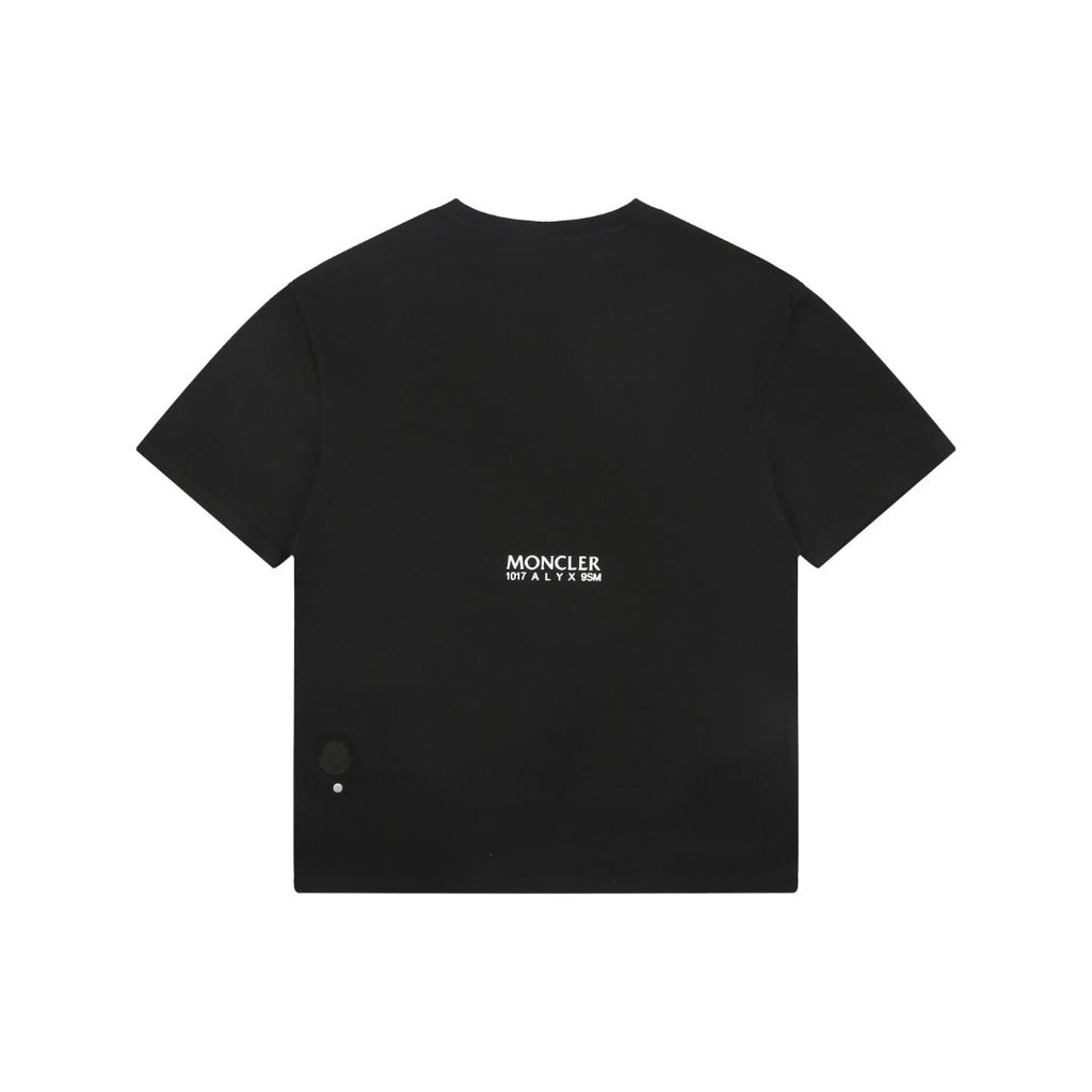 Moncler × 1017 ALYX 9SM Shield Trident Logo Print Short Sleeve Tee — Black