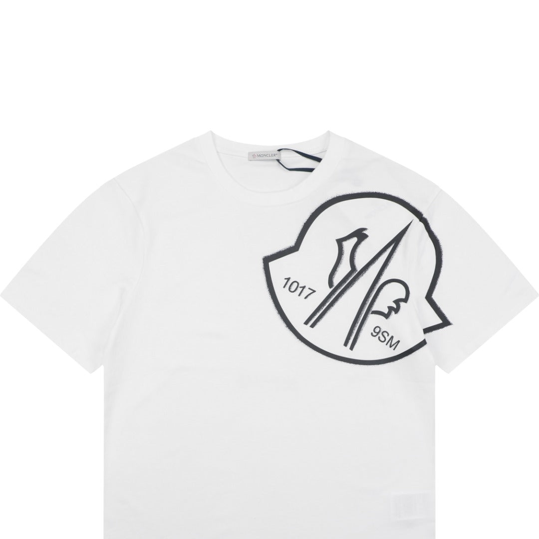Moncler × 1017 ALYX 9SM Shield Trident Logo Print Short Sleeve Tee — White