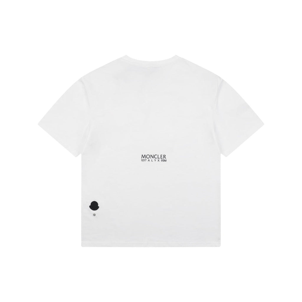 Moncler × 1017 ALYX 9SM Shield Trident Logo Print Short Sleeve Tee — White