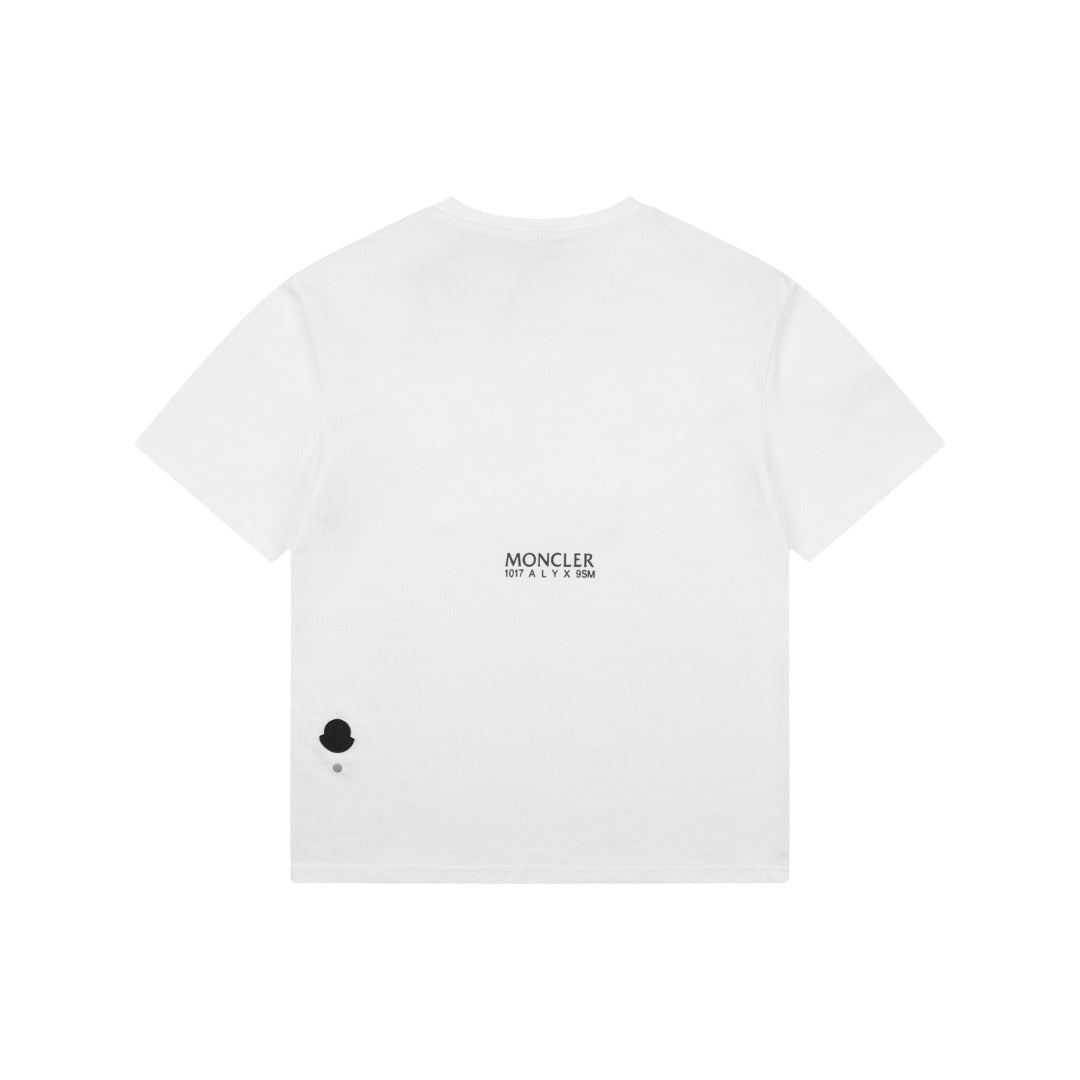 Moncler × 1017 ALYX 9SM Shield Trident Logo Print Short Sleeve Tee — White