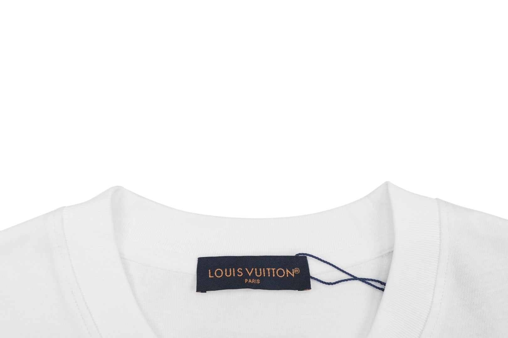 Louis Vuitton Blue Hand Gesture Monogram Heat-Transfer Print Short Sleeve Tee — White