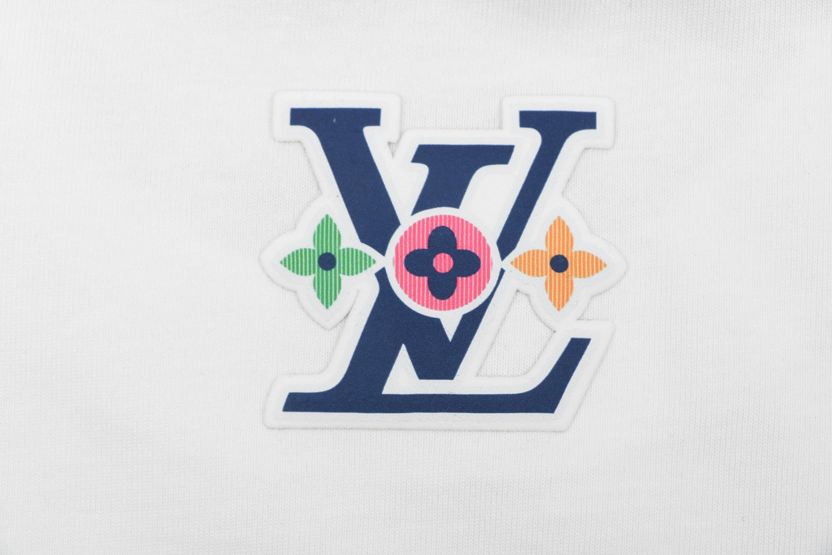 Louis Vuitton Blue Hand Gesture Monogram Heat-Transfer Print Short Sleeve Tee — White