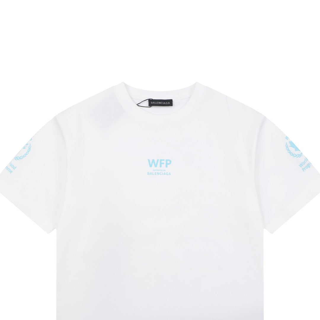 Balenciaga WFP World Food Programme Letter Print Short Sleeve Tee — White