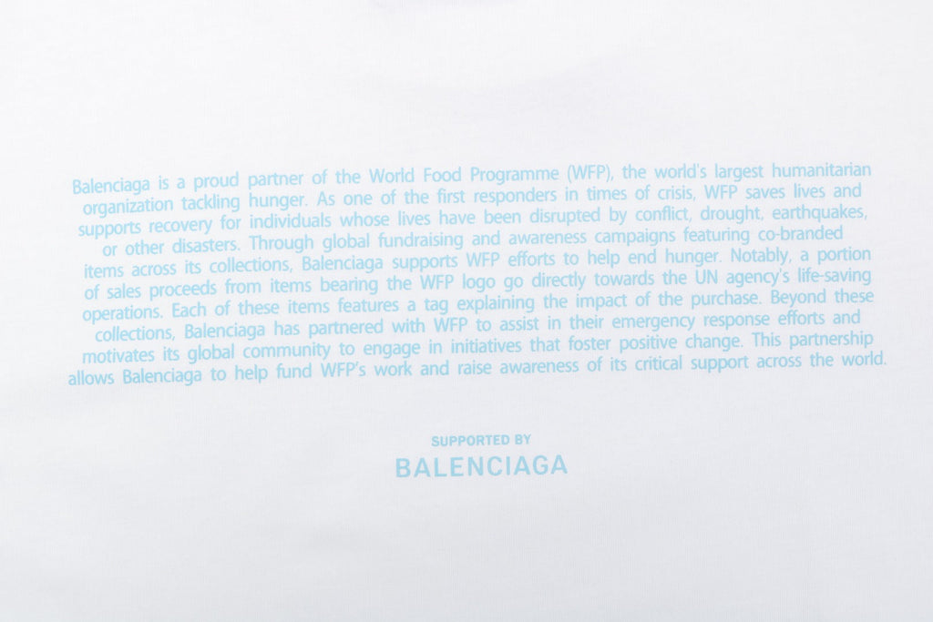 Balenciaga WFP World Food Programme Letter Print Short Sleeve Tee — White
