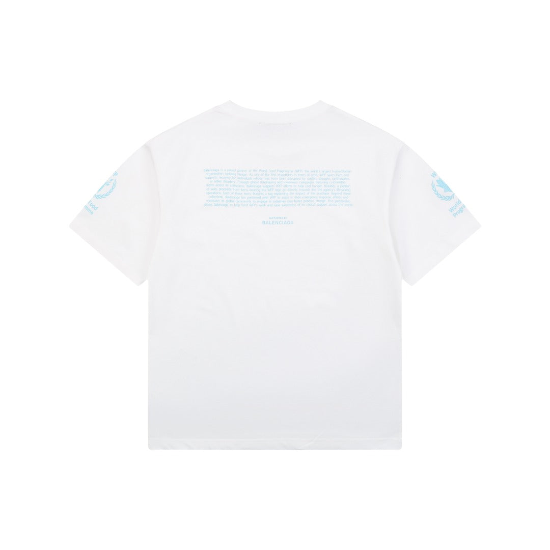 Balenciaga WFP World Food Programme Letter Print Short Sleeve Tee — White