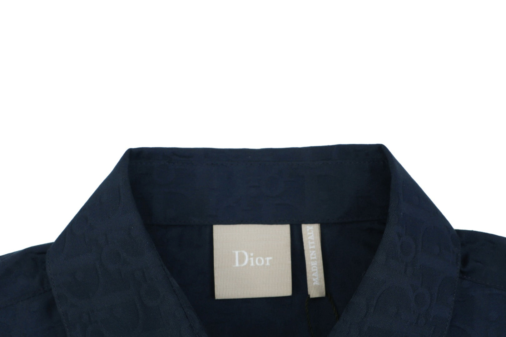 Dior All-Over Dior Oblique Jacquard Short Sleeve Woven Shirt — Navy