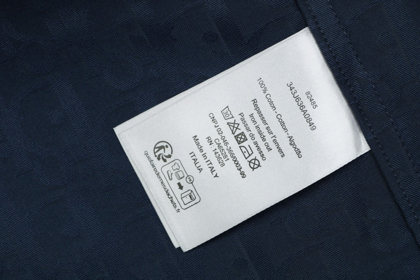 Dior All-Over Dior Oblique Jacquard Short Sleeve Woven Shirt — Navy