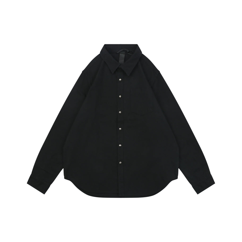 Chrome Hearts Cuff Cross Leather Patch Long Sleeve Shirt — Black