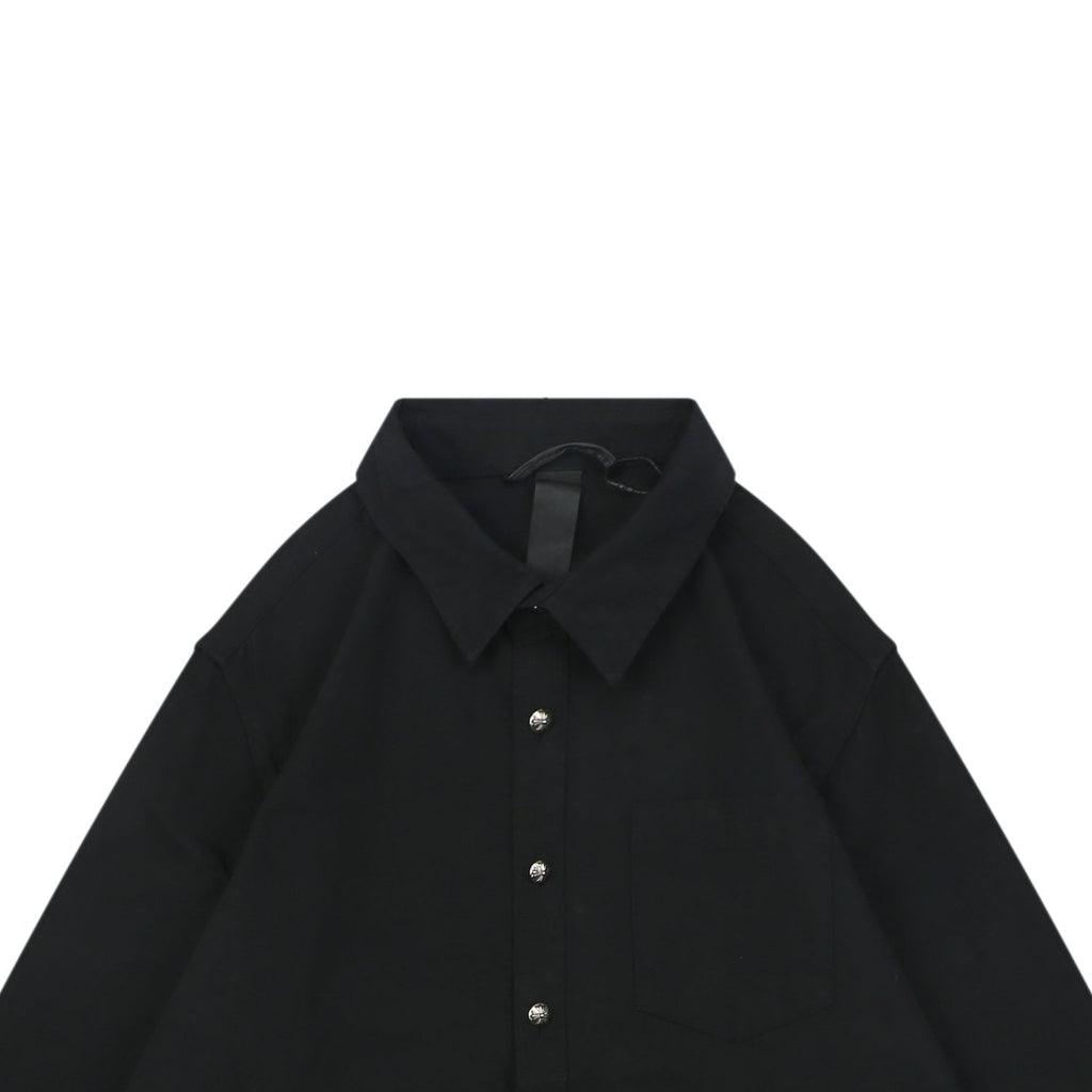 Chrome Hearts Cuff Cross Leather Patch Long Sleeve Shirt — Black