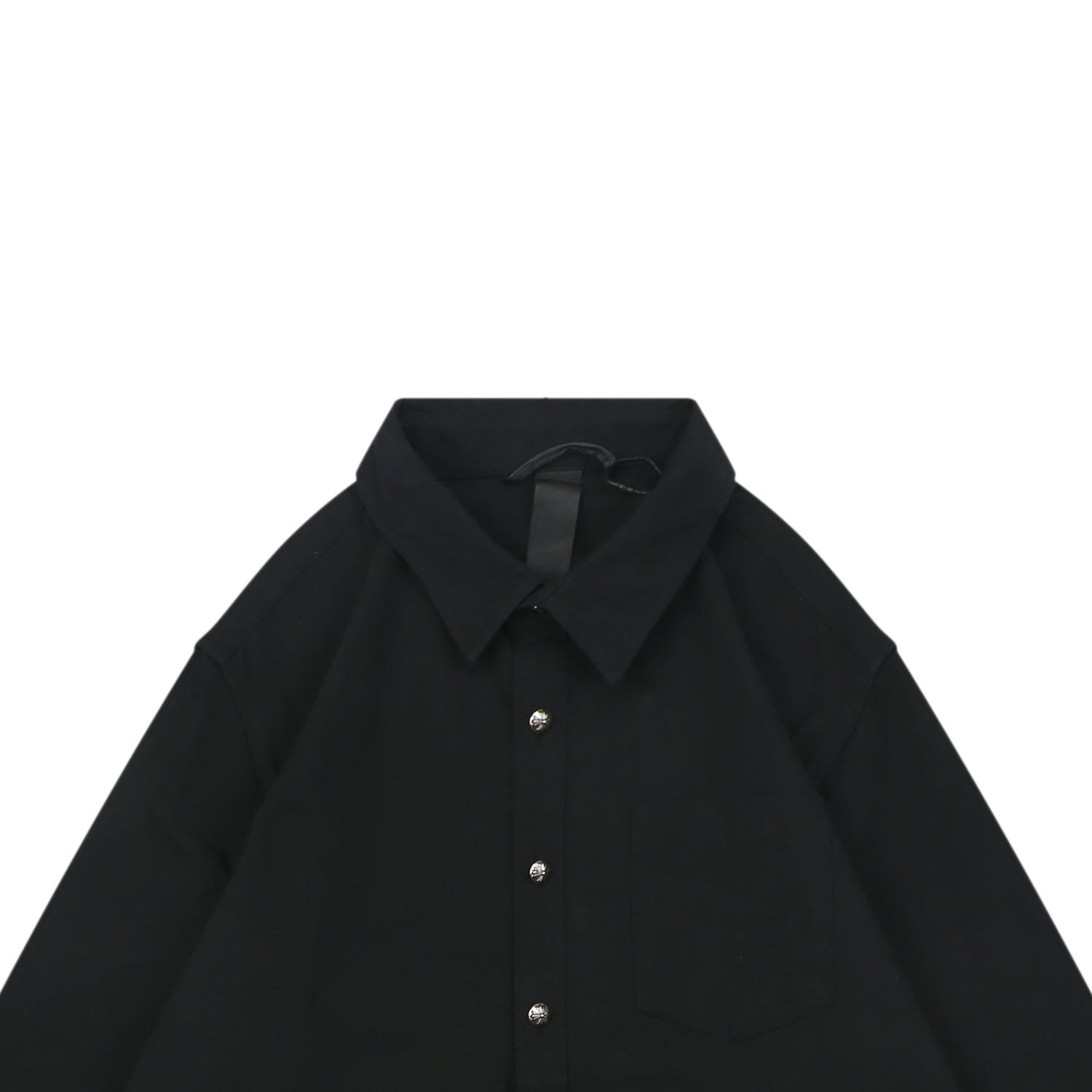 Chrome Hearts Cuff Cross Leather Patch Long Sleeve Shirt — Black