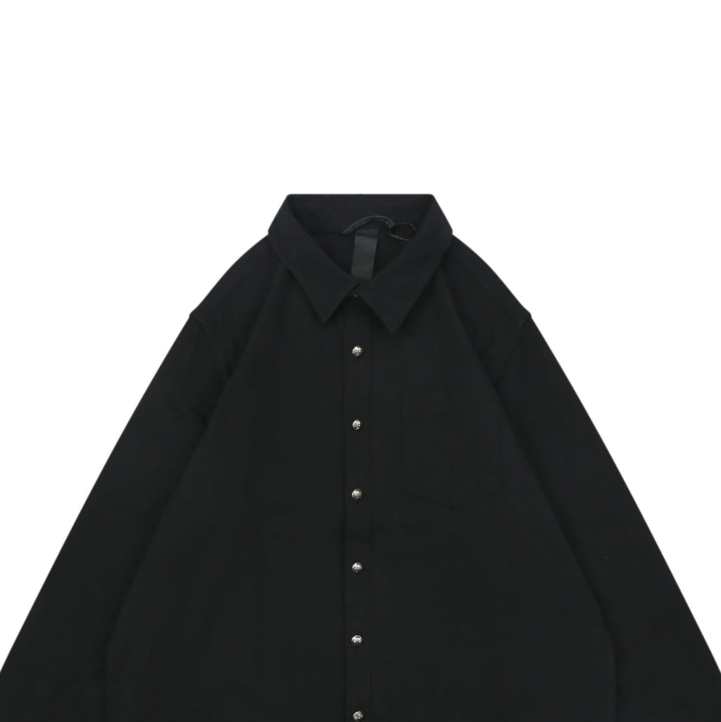 Chrome Hearts Cuff Cross Leather Patch Long Sleeve Shirt — Black