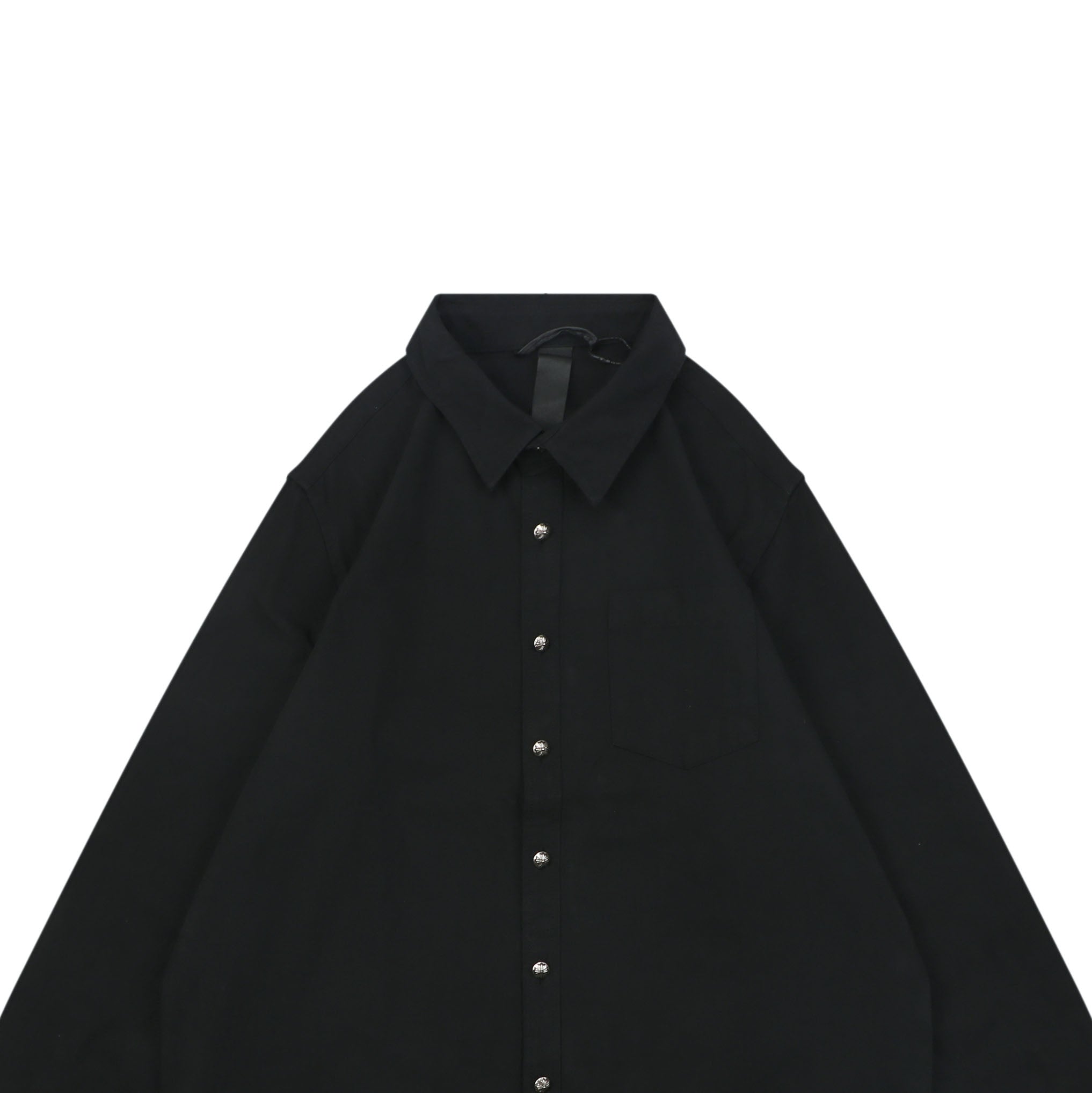 Chrome Hearts Cuff Cross Leather Patch Long Sleeve Shirt — Black
