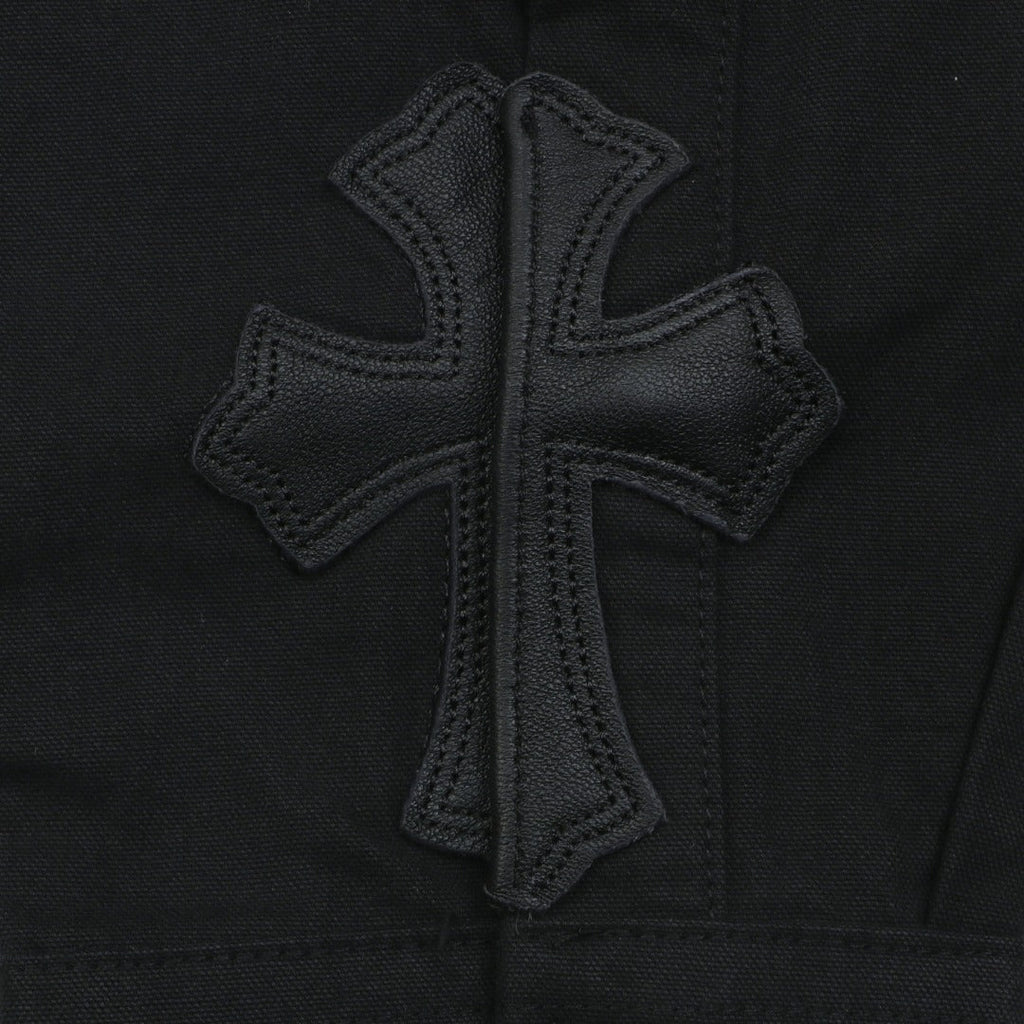 Chrome Hearts Cuff Cross Leather Patch Long Sleeve Shirt — Black