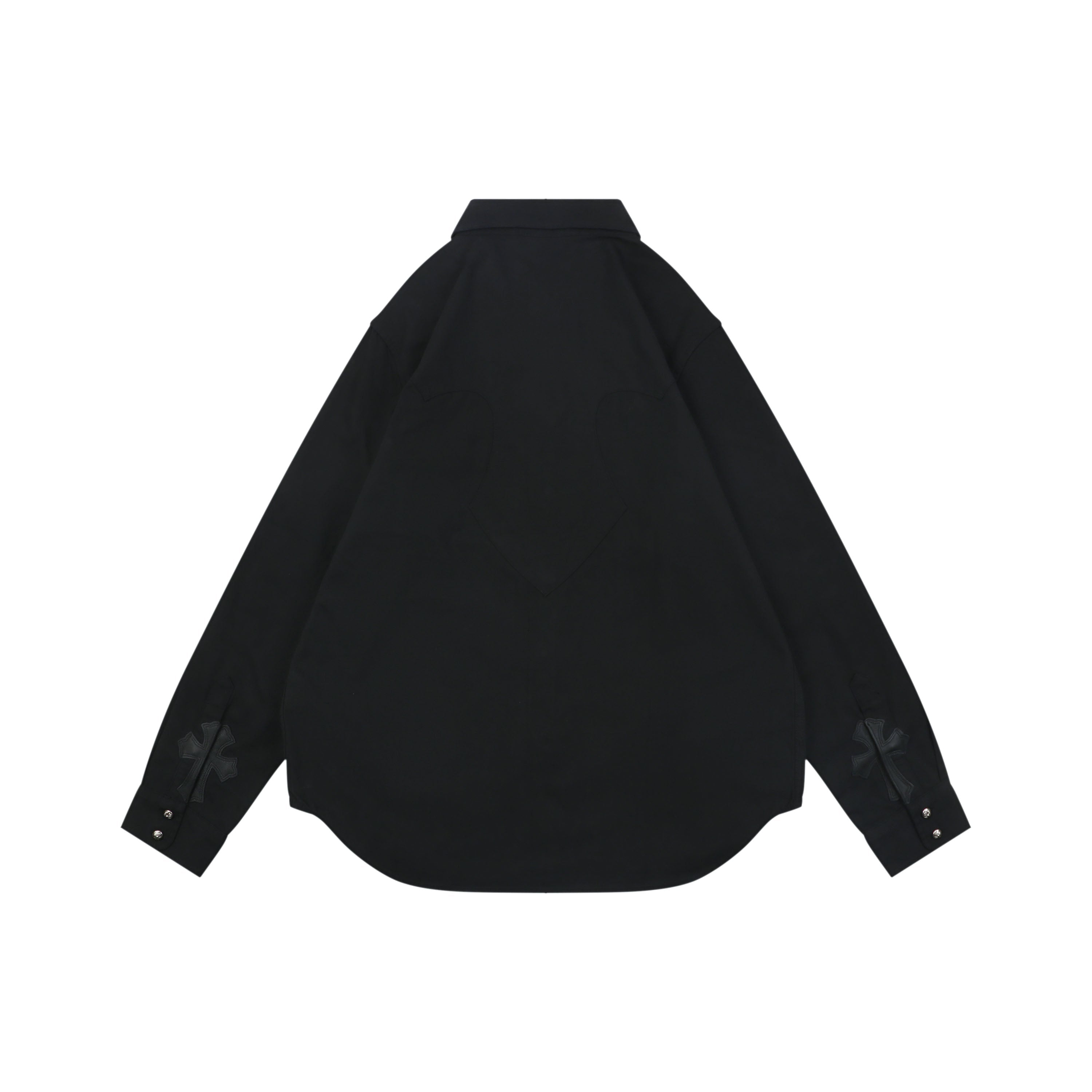 Chrome Hearts Cuff Cross Leather Patch Long Sleeve Shirt — Black