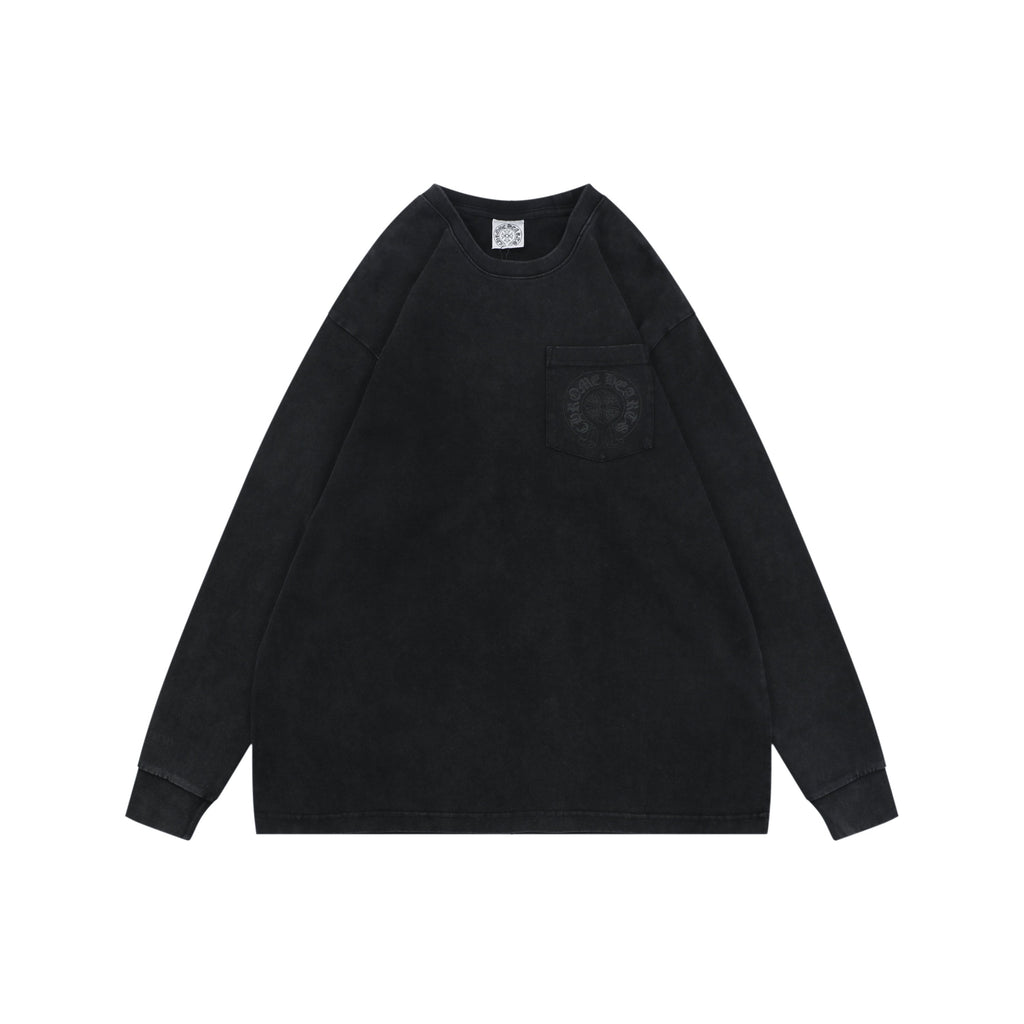Chrome Hearts Shadow Cross Fleur Print Washed Long Sleeve Tee — Black