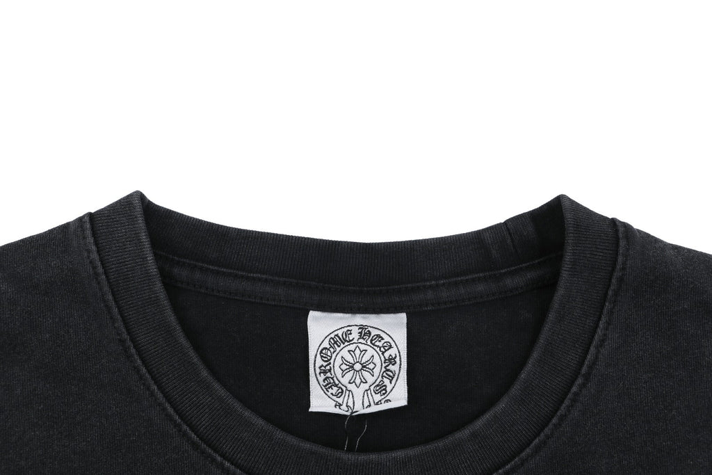 Chrome Hearts Shadow Cross Fleur Print Washed Long Sleeve Tee — Black