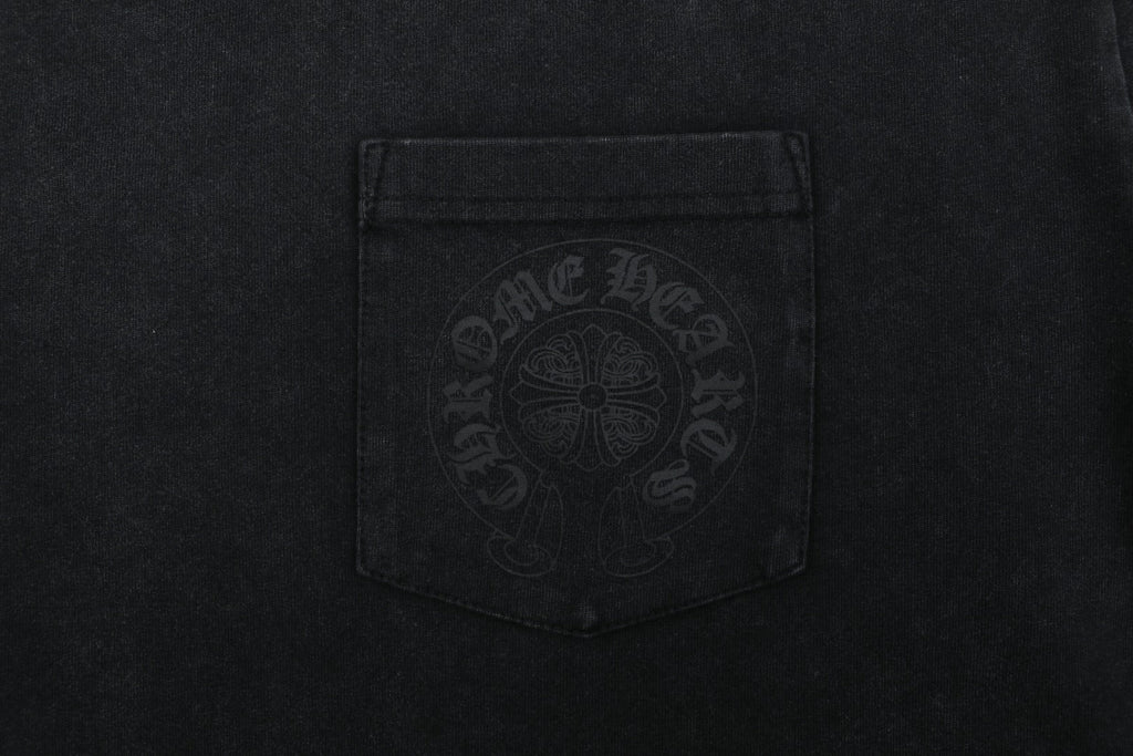Chrome Hearts Shadow Cross Fleur Print Washed Long Sleeve Tee — Black