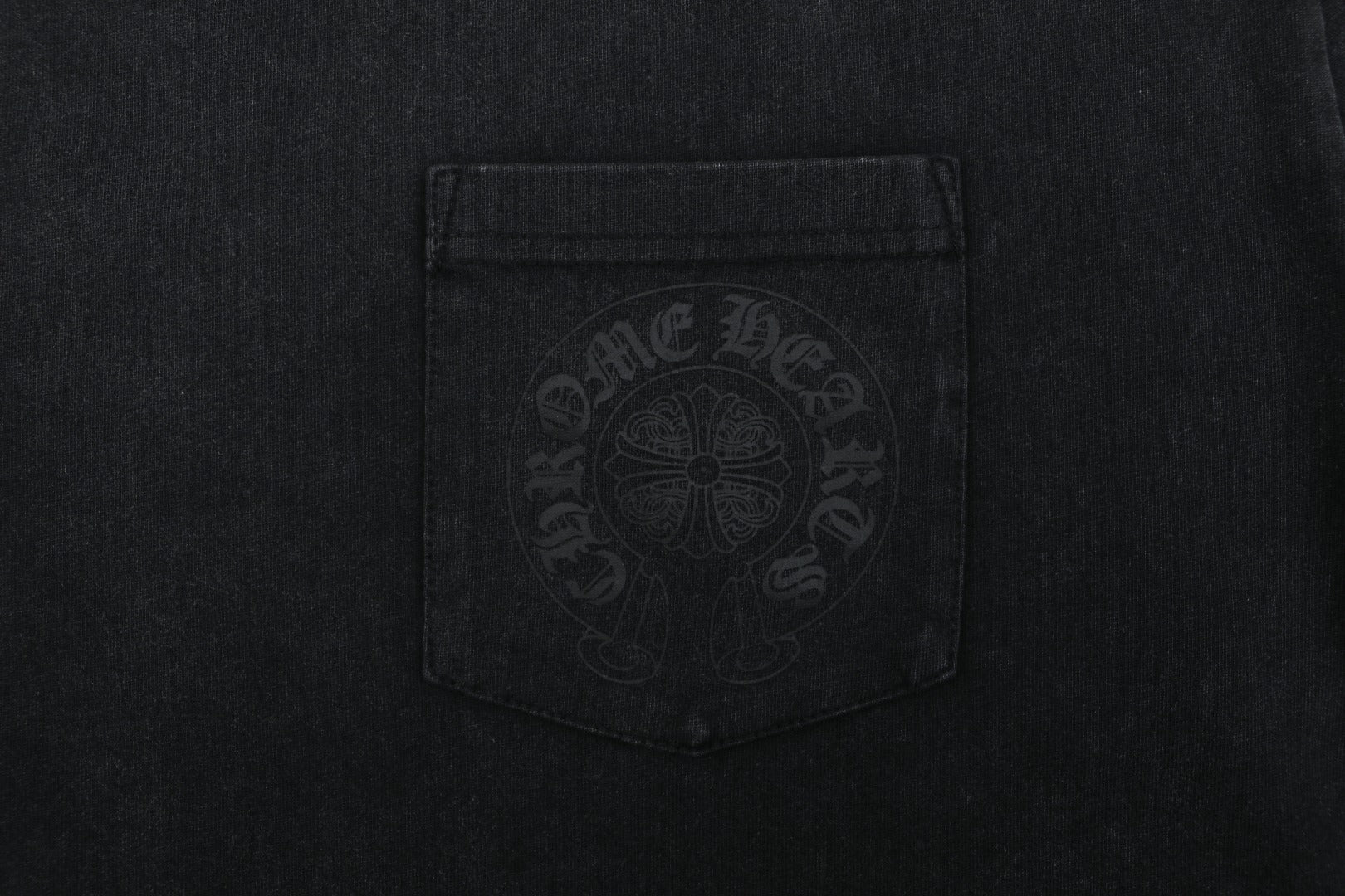 Chrome Hearts Shadow Cross Fleur Print Washed Long Sleeve Tee — Black