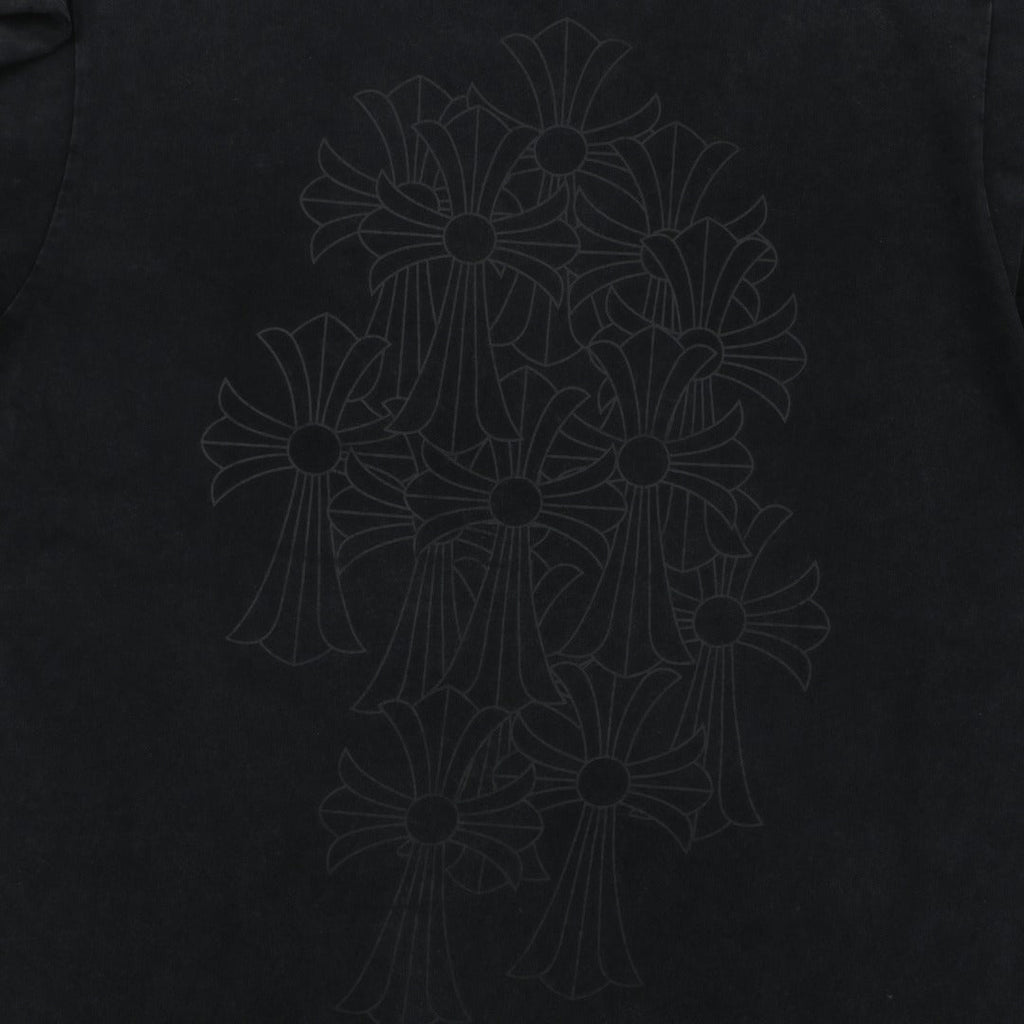 Chrome Hearts Shadow Cross Fleur Print Washed Long Sleeve Tee — Black