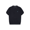 Ralph Lauren Pony Logo Crew Neck Knit Short Sleeve Top — Navy