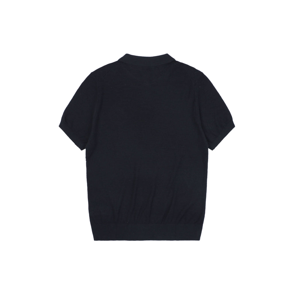Ralph Lauren Pony Logo Crew Neck Knit Short Sleeve Top — Navy