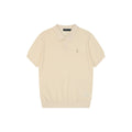 Ralph Lauren Pony Logo Concealed Snap Knit Polo Short Sleeve — Cream