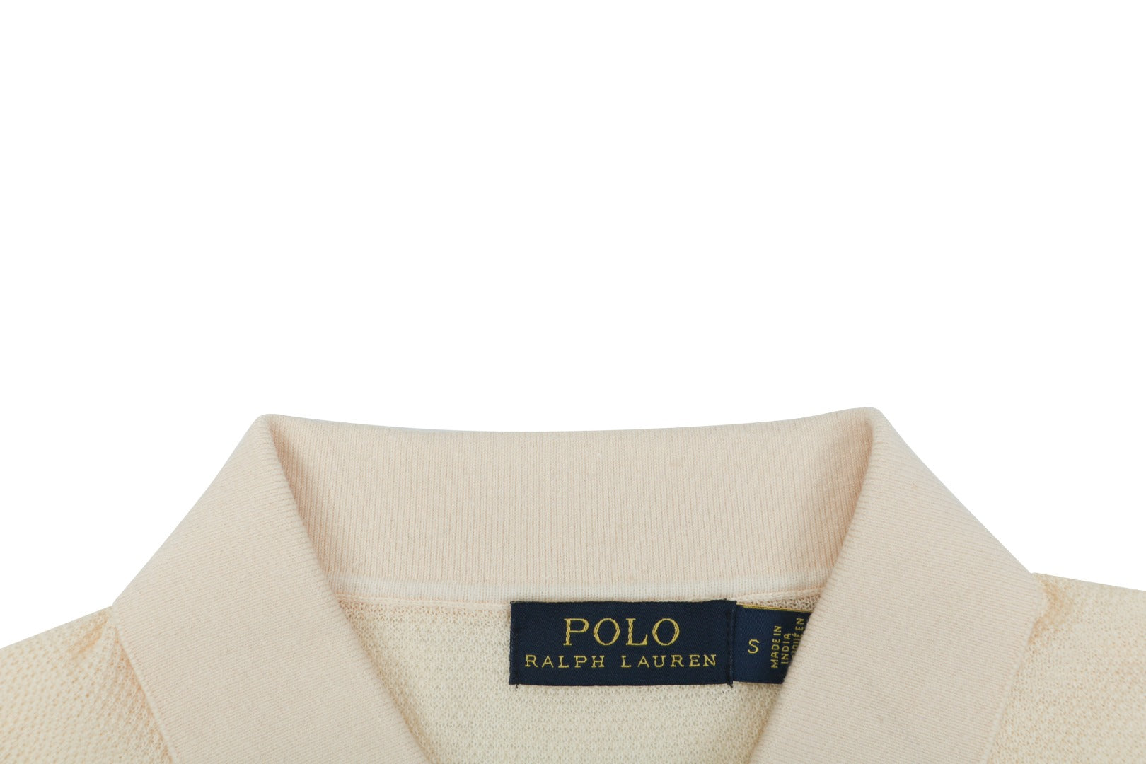 Ralph Lauren Pony Logo Concealed Snap Knit Polo Short Sleeve — Cream