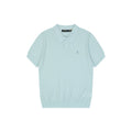 Ralph Lauren Pony Logo Concealed Snap Knit Polo Short Sleeve — Ice Blue