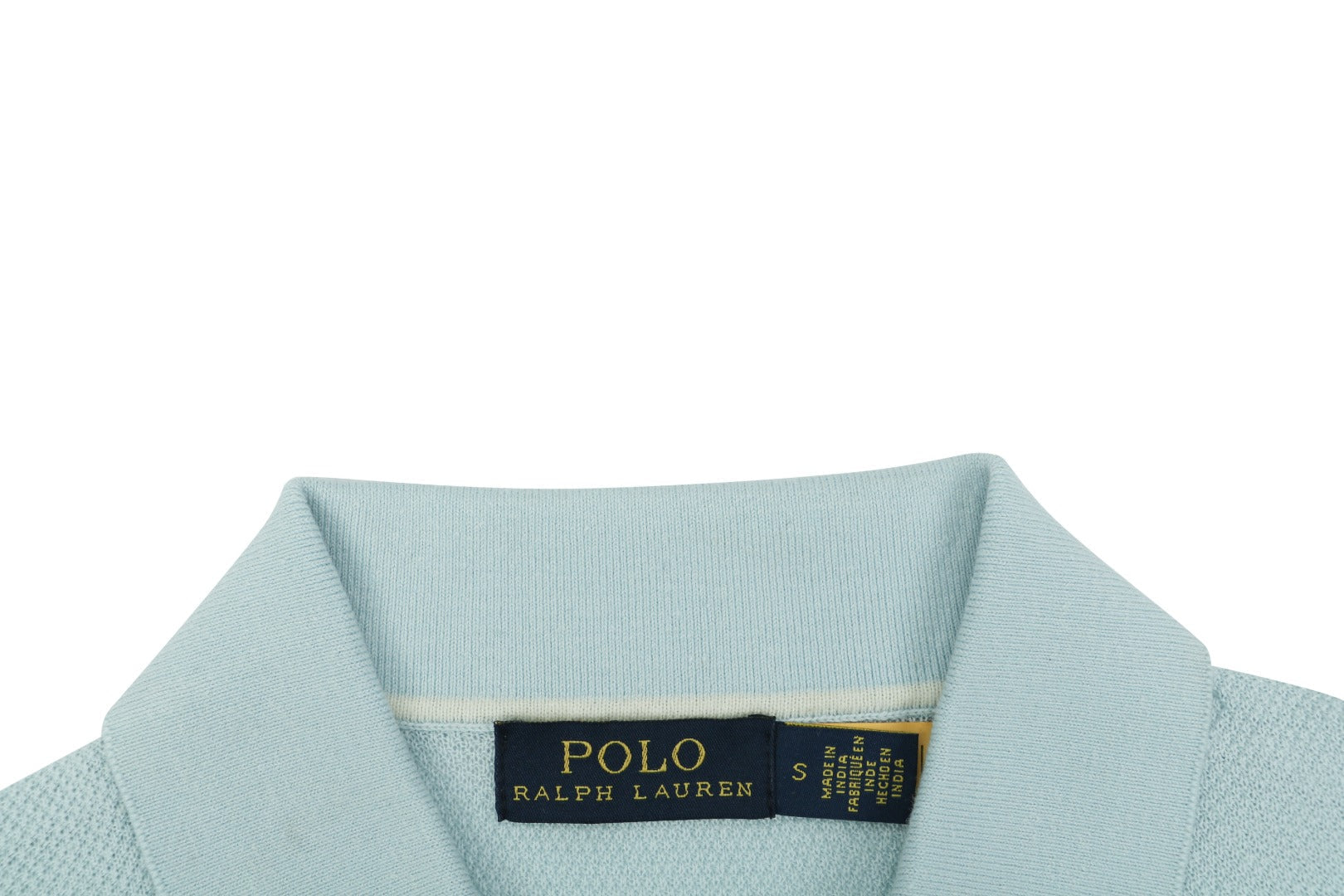 Ralph Lauren Pony Logo Concealed Snap Knit Polo Short Sleeve — Ice Blue