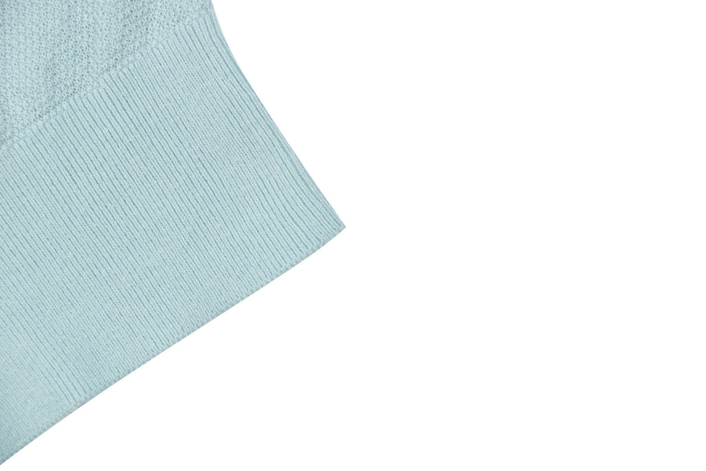 Ralph Lauren Pony Logo Concealed Snap Knit Polo Short Sleeve — Ice Blue
