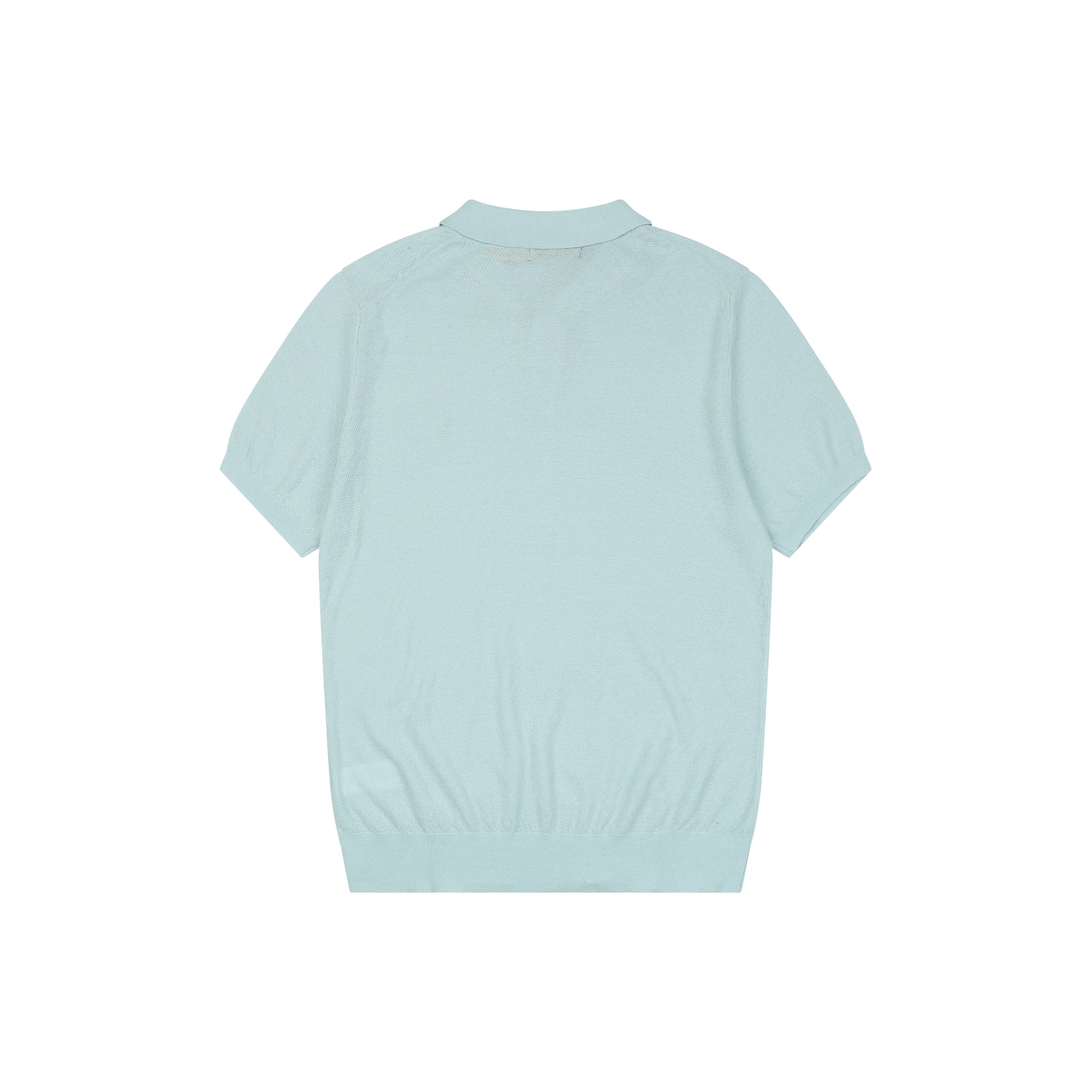 Ralph Lauren Pony Logo Concealed Snap Knit Polo Short Sleeve — Ice Blue