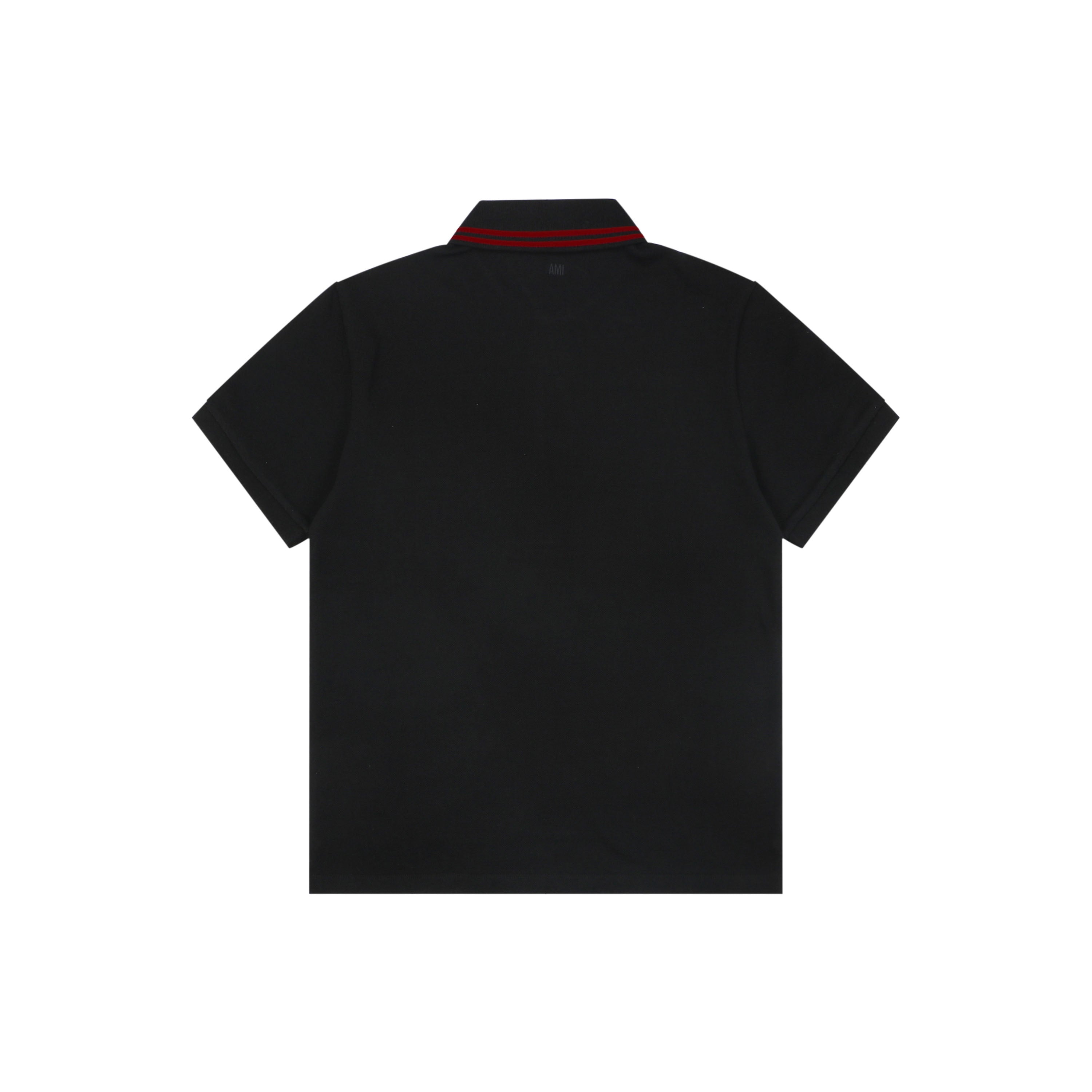 AMI Paris Ami de Coeur Contrast Collar Polo Short Sleeve — Black
