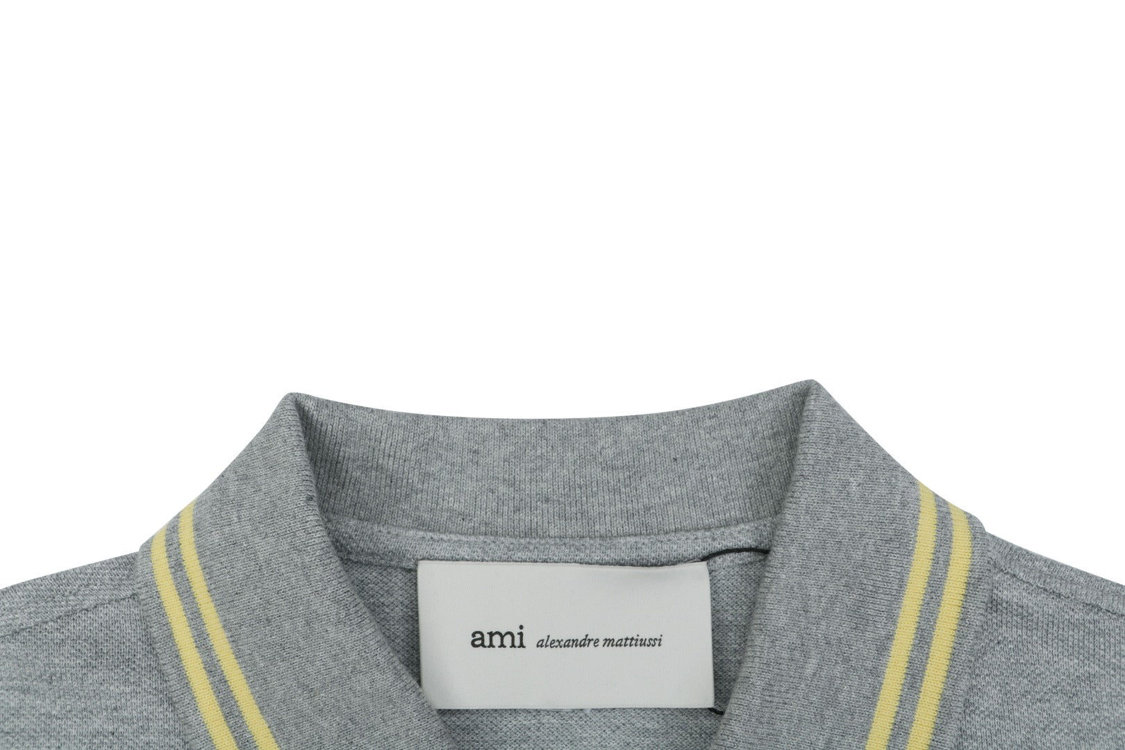 AMI Paris Ami de Coeur Contrast Collar Polo Short Sleeve — Grey